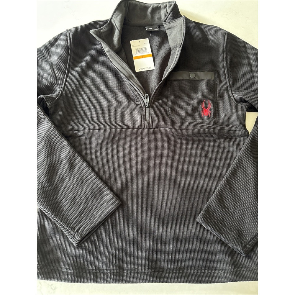 Men's Spyder Medallion 1/2 Zip Bonded Pullover Sweater Fleece Lined Jacket Small